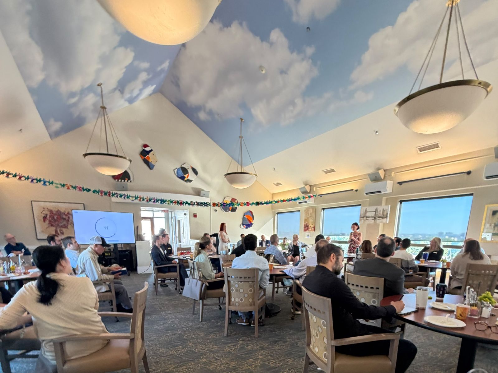 BNI Brookline Networkers members at a Tuesday morning meeting in the 10th floor dining room